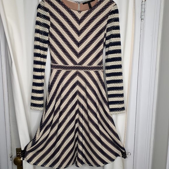 Fit and Flare mini open work dress with exposed zipper - Picture 8 of 10